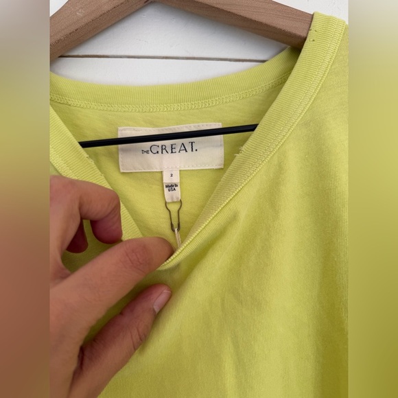 The GREAT. 2 Top The Little Tee in Lime Zest 100% cotton NWT - Picture 5 of 10